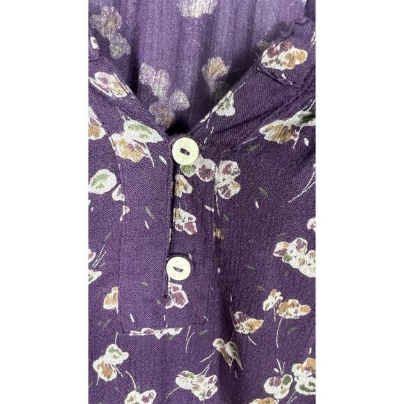 Fat Face Size 8 Purple Floral Scoop Neck Button Up Peasant Style Tunic Top Blous - Picture 5 of 11